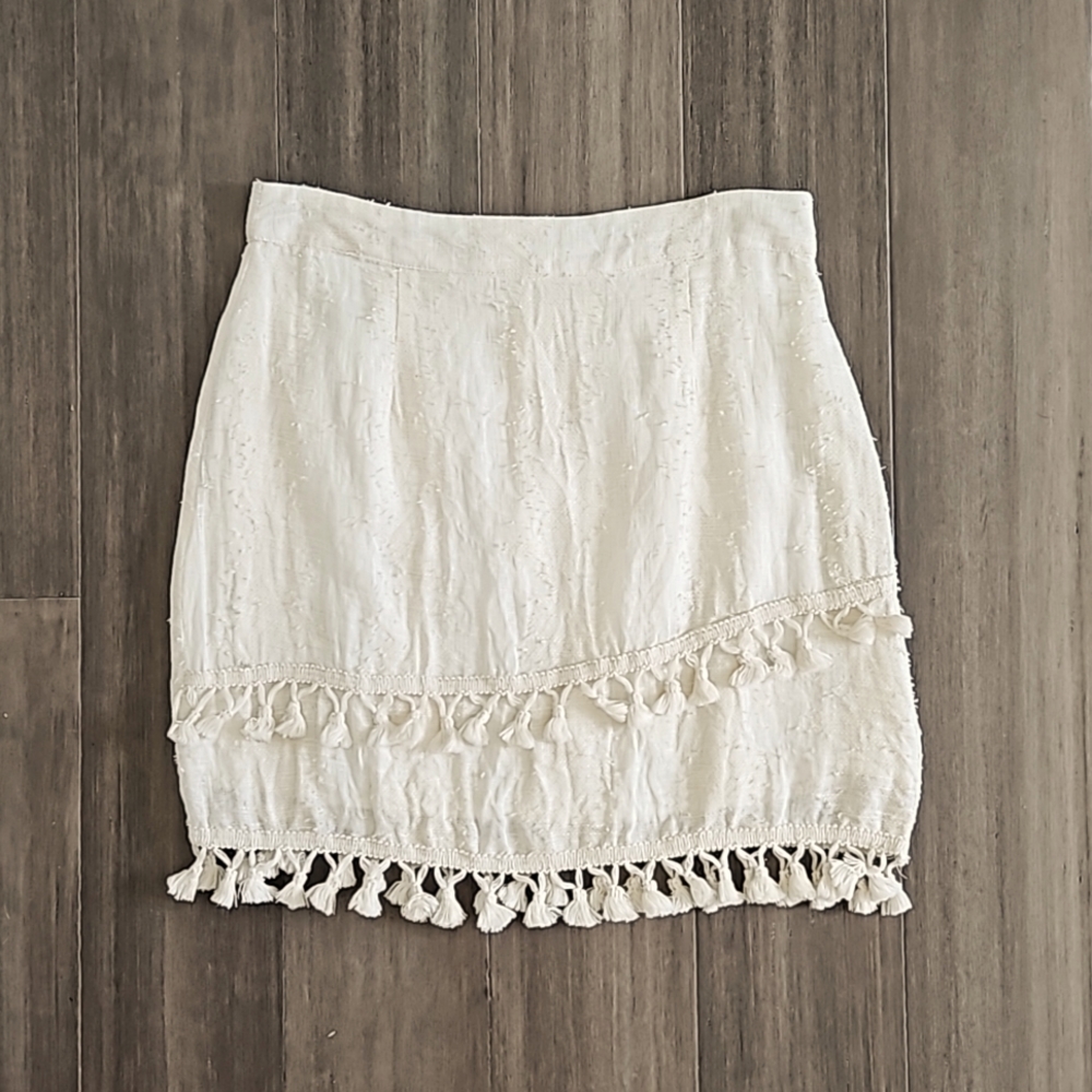 Lulus Sekera Light Beige Tassel Mini Skirt